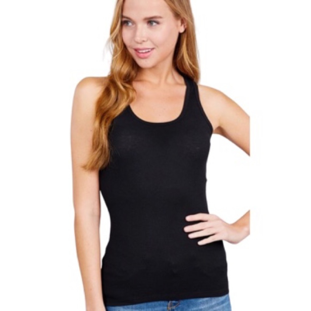 Sleeveless racer back scoop neck tank top